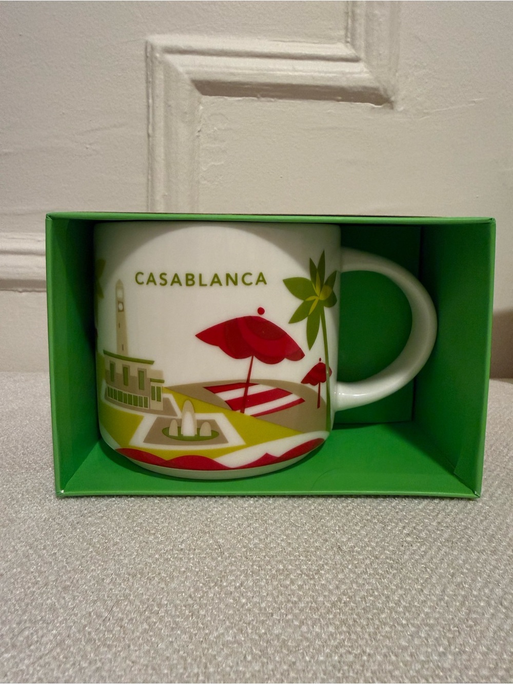 Starbucks Casablanca Mug - White with Red & Green Accents